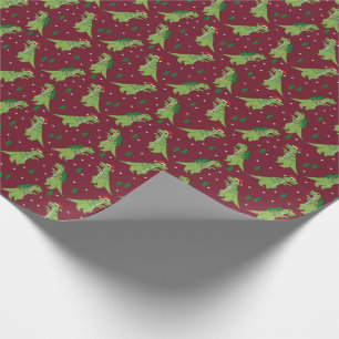 Papier Cadeau Arbre Rex Novelty Dinosaur Noël Bourgogne