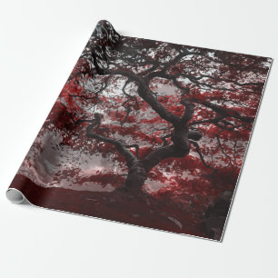 Papier Cadeau Arbre rouge en fleurs de cerisiers