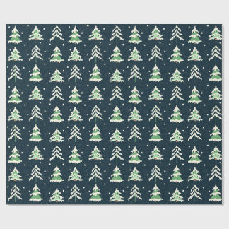 Papier Cadeau Arbres À feuillage persistant de neige d'hiver