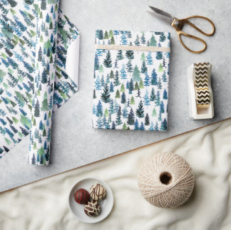 Papier Cadeau Arbres aquarelles