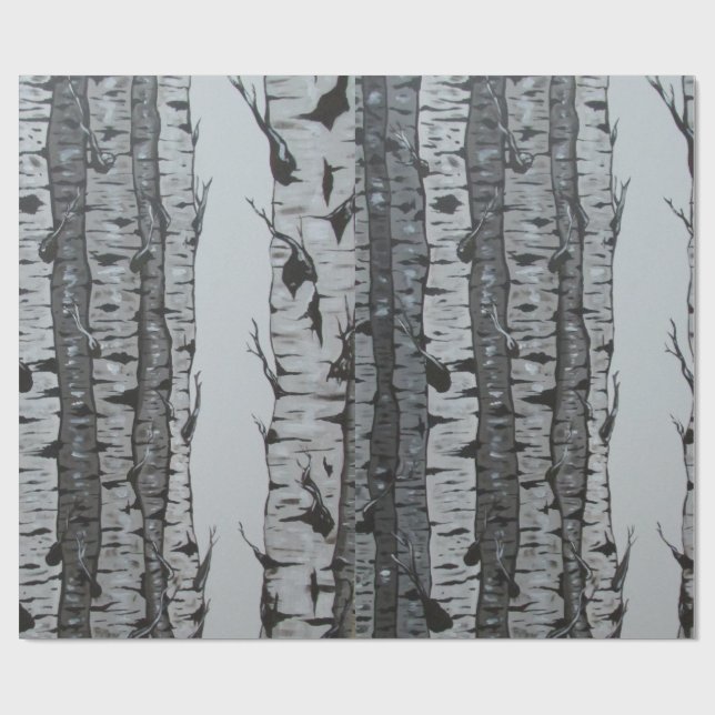 Papier Cadeau Arbres de bouleau (Plat)