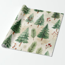 Arbres de Noël au pin aquarelle sans couture