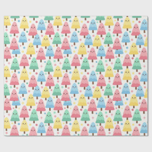 Papier Cadeau Arbres de Noël Chunky Kawaii Pastel Sans Couture