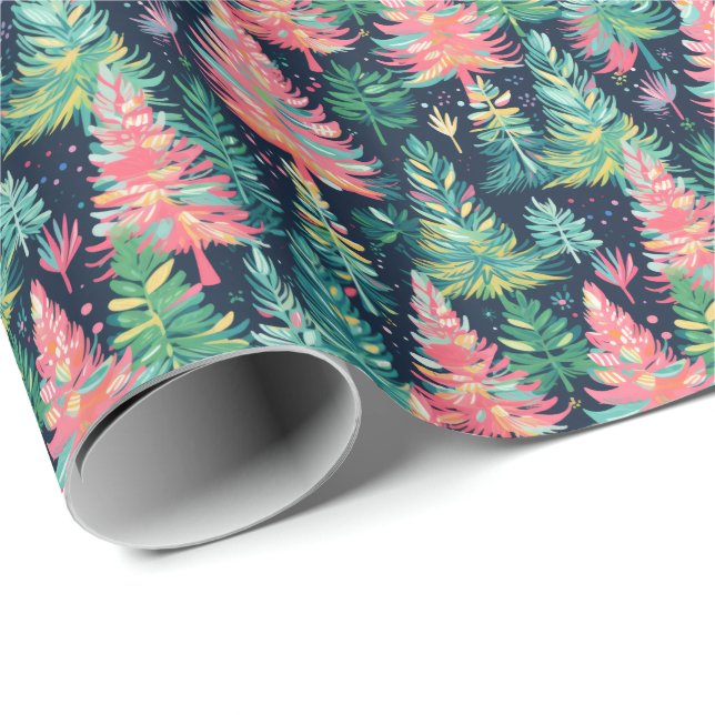 Papier Cadeau Arbres de Noël de Palm Beach (Coin rond)