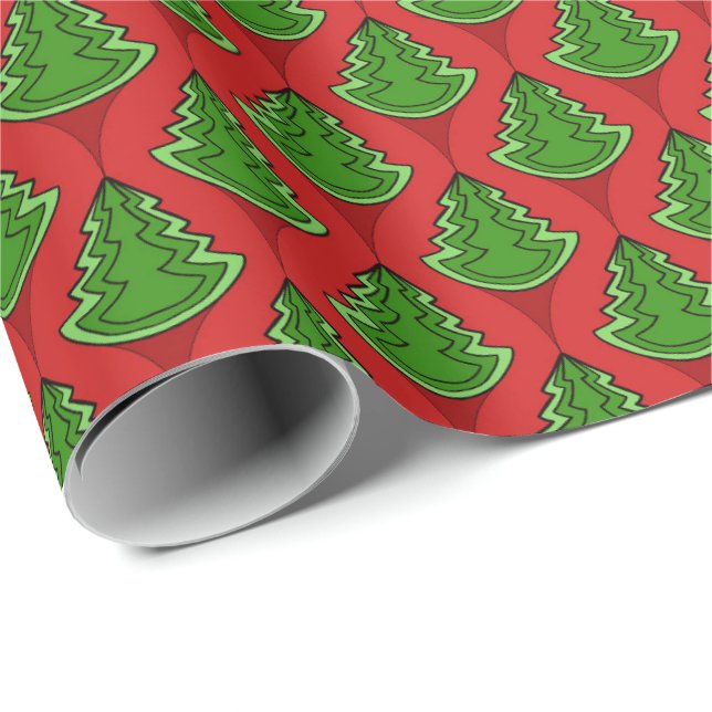 Papier Cadeau Arbres de Noël enveloppant du papier (Coin rond)