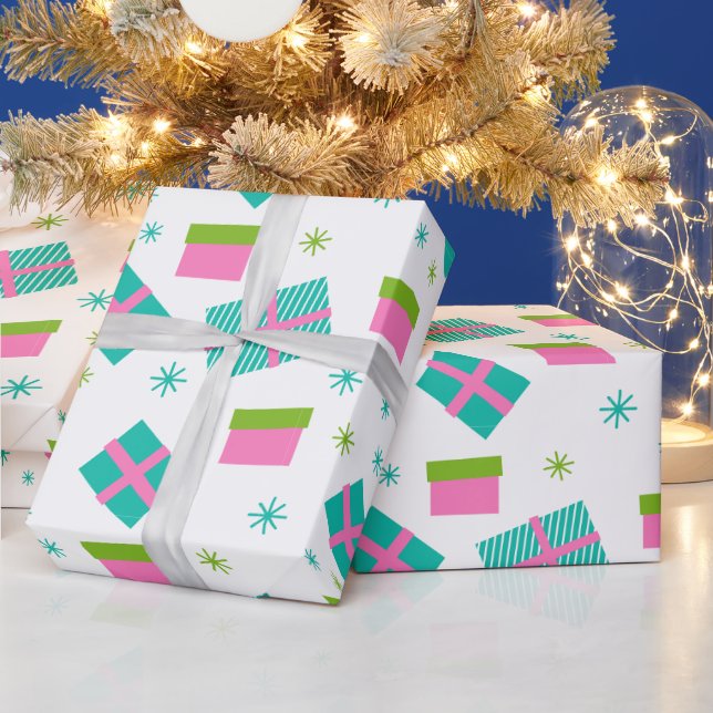 Papier Cadeau Arbres de Noël et cadeaux Noël moderne (Vacances)