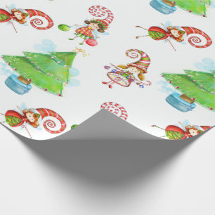 Papier Cadeau Arbres de Noël et enveloppe de cadeau de fées