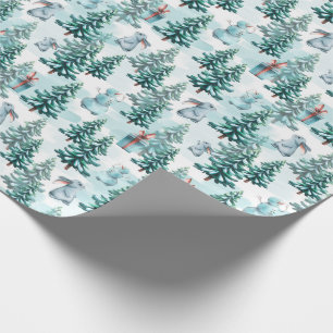 Papier Cadeau Arbres de Noël et Snowmen Enveloppement Papier