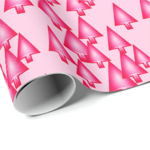 Papier Cadeau Arbres de Noël métalliques modernes - rose fuchs