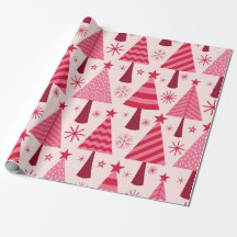 Arbres de Noël minimalistes rose et rouge Motif 