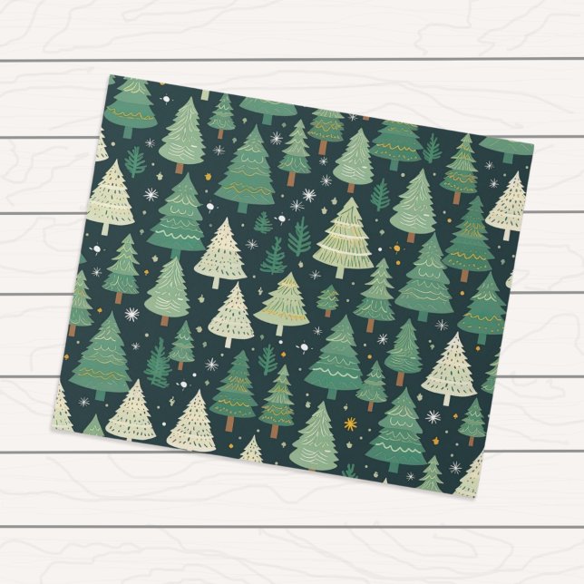 Papier Cadeau Arbres de Noël Moderne Sage Vert Motif Cadeau (Créateur téléchargé)