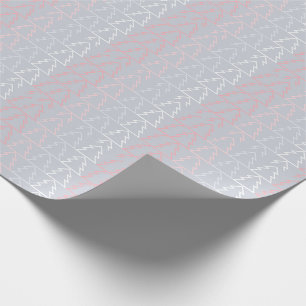 Papier Cadeau Arbres de Noël modernes gris rose pour les Fêtes