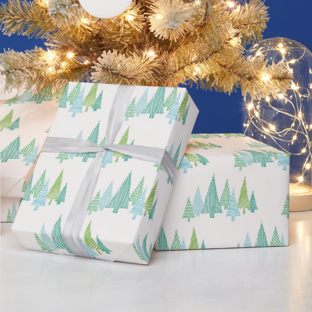 Papier Cadeau Arbres de Noël motif (Vacances)