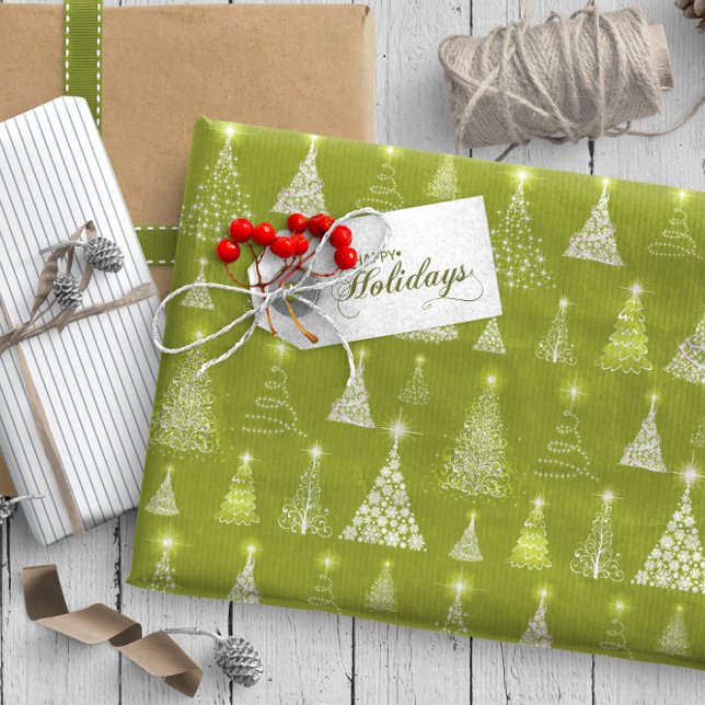 Papier Cadeau Arbres de Noël pétillants Motif Green ID844 (Créateur téléchargé)