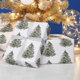 Papier Cadeau Arbres de Noël rose vif