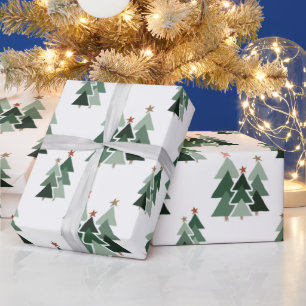 Papier Cadeau Arbres de Noël rustiques modernes