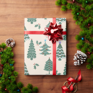Papier Cadeau Arbres de Noël vintage
