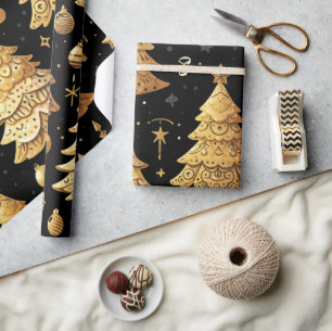 Papier Cadeau Arbres de Noël Whimsical Moderne