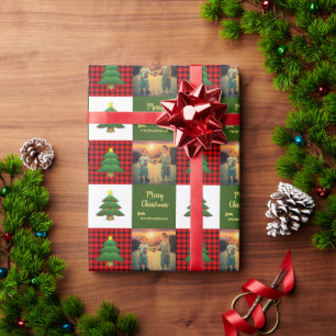 Papier Cadeau Arbres modernes Joyeux Noël photo de famille