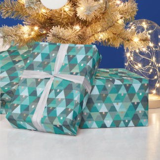 Papier Cadeau Arbres triangulaires modernes Abstraits verts