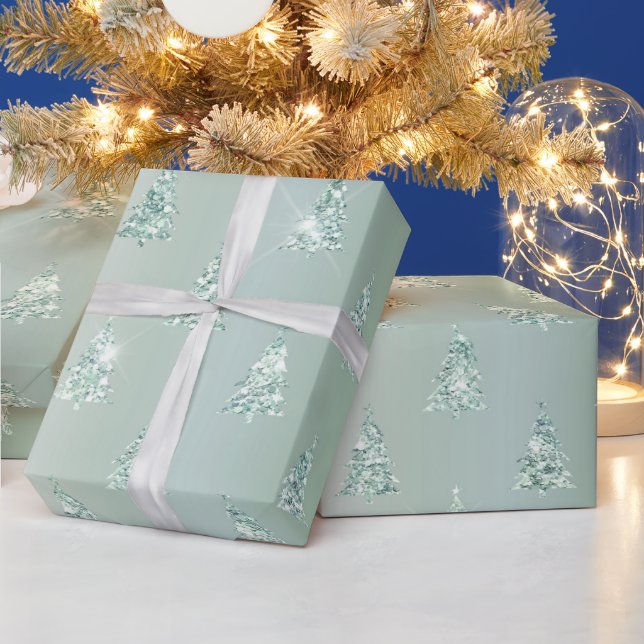 Papier Cadeau Arbres verts de Noël (Vacances)