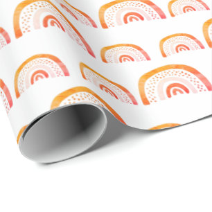 Papier Cadeau Arc-en-ciel Aquarelle Orange Moderne