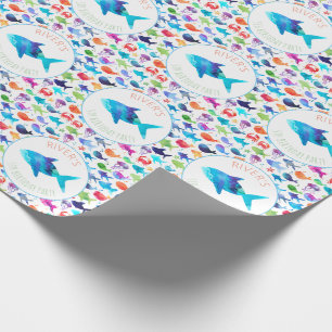 Papier Cadeau Arc-en-ciel Aquarelle poisson sous la mer