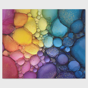 Papier Cadeau Arc en ciel bulle texture fluide Art