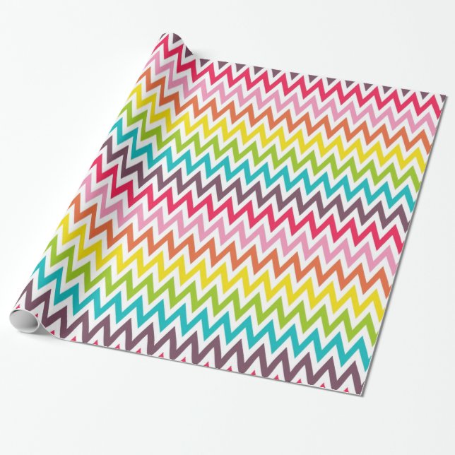 Papier Cadeau Arc-en-ciel de Chevron (Déroulé)