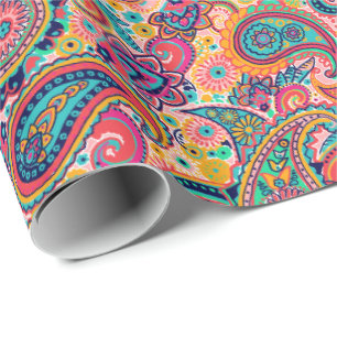 Papier Cadeau Arc-en-ciel lumineux Paisley