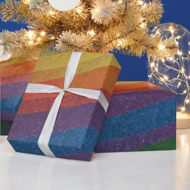 Papier Cadeau Arc-en-ciel métallisé simple et élégant (Vacances)