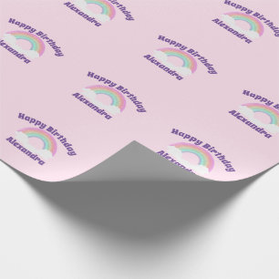 Papier Cadeau Arc-en-ciel Pailleté Joyeux Anniversaire sur Fond