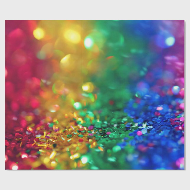 Papier Cadeau arc-en-ciel parties scintillant (Plat)