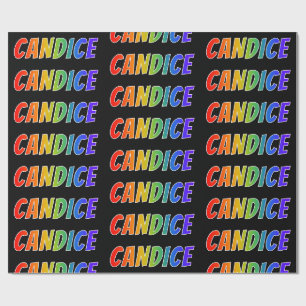 Papier Cadeau Arc-en-ciel prénom "CANDICE"; Amusant et coloré