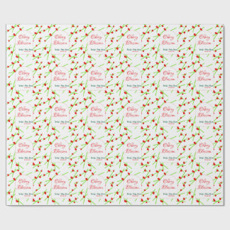 Papier Cadeau Arch shape cherry blossom red green baby shower na