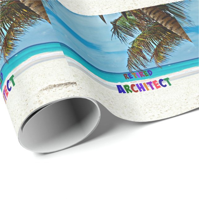 Papier Cadeau Architecte retraité, amusement de plage (Coin rond)