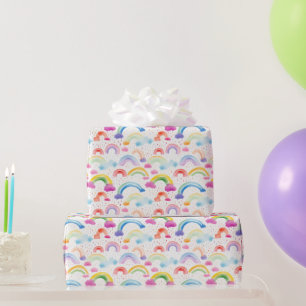 Papier Cadeau Arcs-en-ciel et Nuages de Couleurs de l'Arc-en-cie