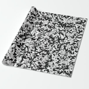 Papier Cadeau Arctique Blanc Gris Noir Camo Camouflage Party
