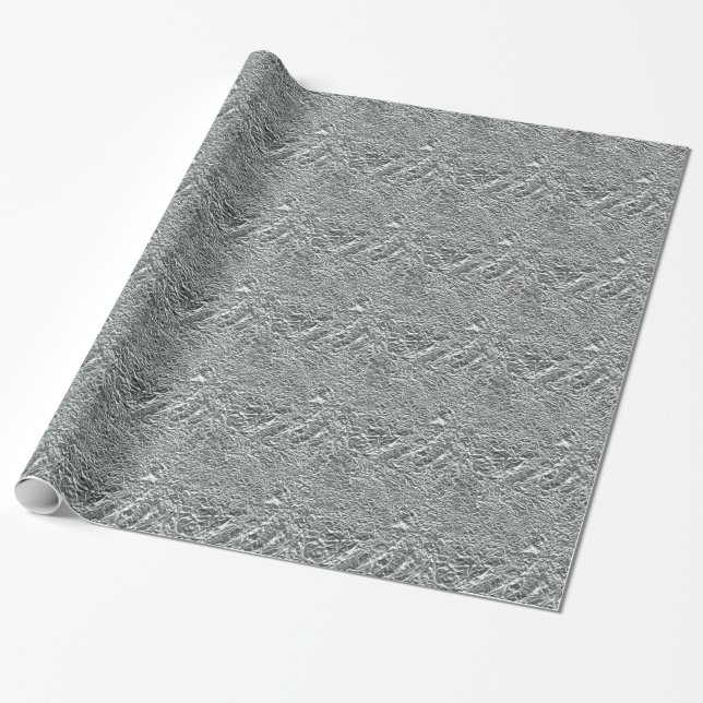 PAPIER CADEAU ARGENT CHAUD TEXTÉ FOIL46 FOIL CRINKELED SHINY BAC (Déroulé)