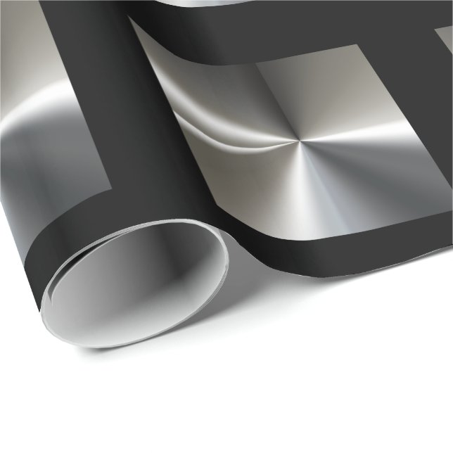 Papier Cadeau Argent chic et noir (Coin rond)