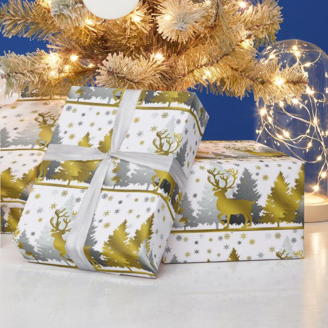 Papier Cadeau Argent et médaillon d'or (Vacances)