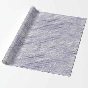 Papier Cadeau Argent violet rayures de Parties scintillant