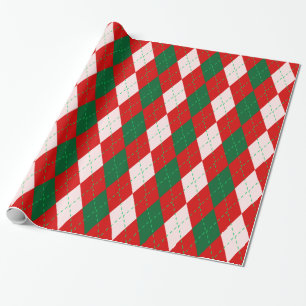 Papier Cadeau Argyle XL Rouge Forêt Émeraude Vert
