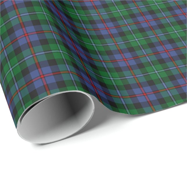 Papier Cadeau Argyll Scotland Tartan bleu et vert plaid (Coin rond)
