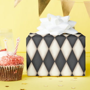 Papier Cadeau Arlequin noir et blanc (petite échelle)