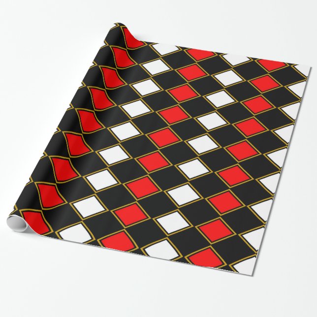 Papier Cadeau Arlequin rouge (Déroulé)