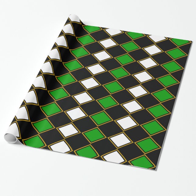 Papier Cadeau Arlequin vert (Déroulé)