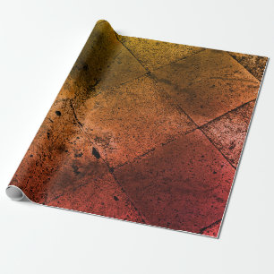 Papier Cadeau Arlequin vintage Inspiré Orange Rust Texture