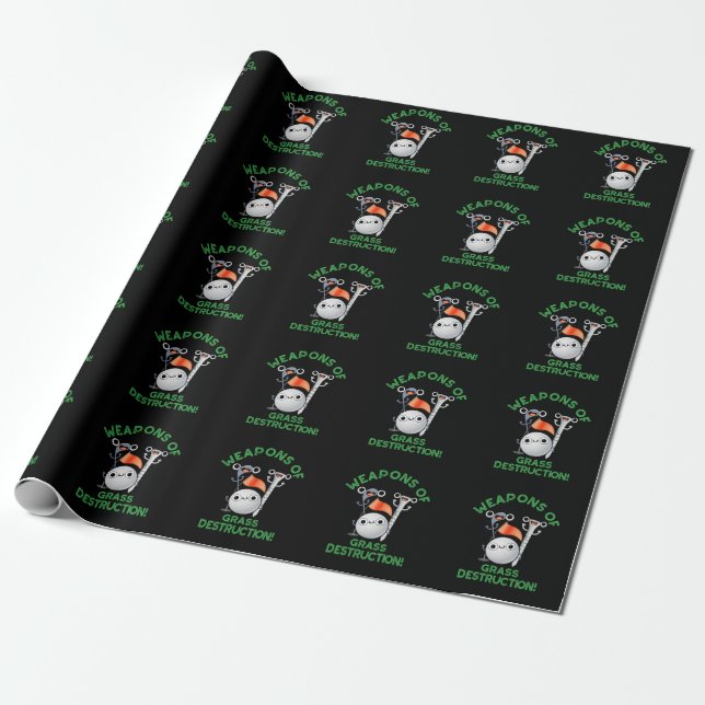 Papier Cadeau Armes De Destruction De L'Herbe Golf Pun Dark BG (Déroulé)