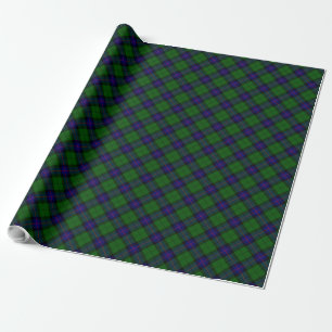 Papier Cadeau Armstrong clan tartan bleu vert plaid